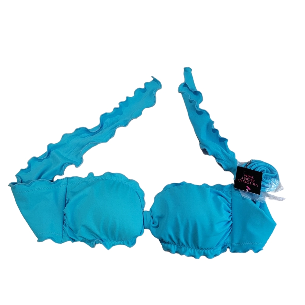 VICTORIA'S SECRET BLUE BANDEAU BIKINI Swim TOP NWT